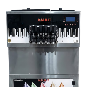 دستگاه بستنی قیفی سوپاپی همزن دار هلیلیت 5 لبه رنگی سه فاز مدل میلک وی