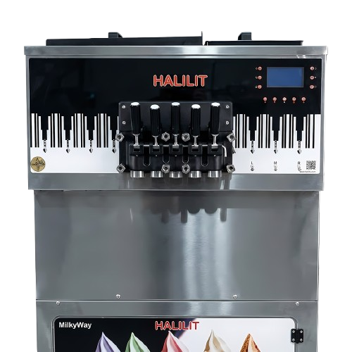 دستگاه بستنی قیفی سوپاپی همزن دار هلیلیت 5 لبه رنگی سه فاز مدل میلک وی